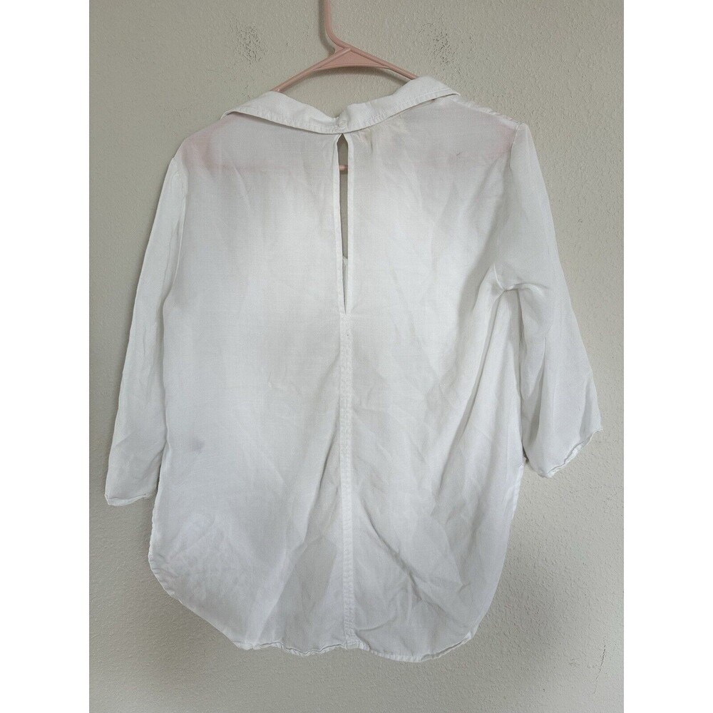Anthropologie Cloth And Stone Pullover Classic White Blouse Open Keyhole Back XS - Picture 2 of 5